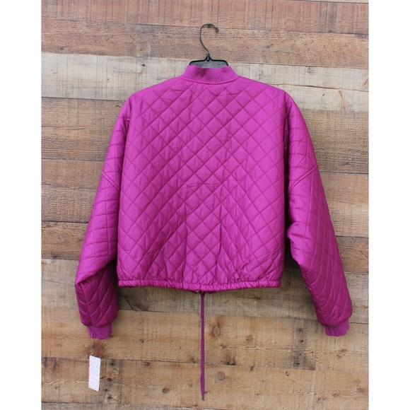 SOLD Free People Quilted Pink Bomber Jacket Zip - Picture 7 of 8
